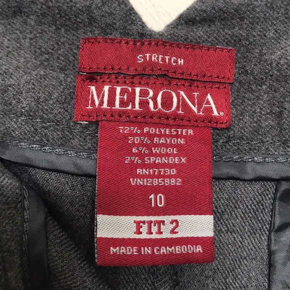 Merona Dark Grey Stretch Dress Pants Size 10 Fit 2 - Picture 7 of 8